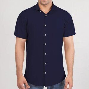 Brisk Navy Knitted Soft Pique Short Sleeve Shirt